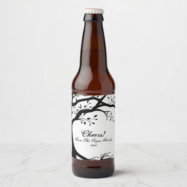 Natural, Black and White Tree Beer Bottle Label (Front)