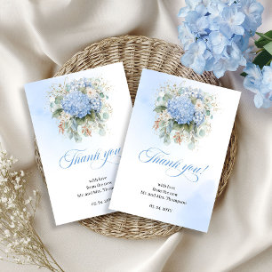 Natural Blue Hydrangea Eucalyptus thank you card