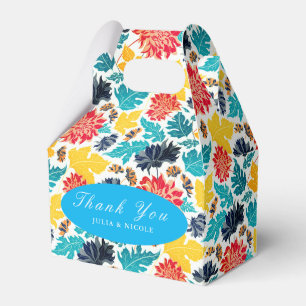 Natural Blue Yellow Watercolor Sunflowers Wedding Favour Box