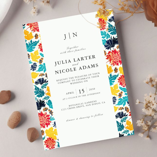 Natural Blue Yellow Watercolor Sunflowers Wedding Invitation (Creator Uploaded)