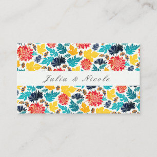 Natural Blue Yellow Watercolor Sunflowers Wedding Place Card