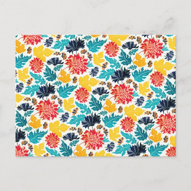 Natural Blue Yellow Watercolor Sunflowers Wedding Postcard (Front)