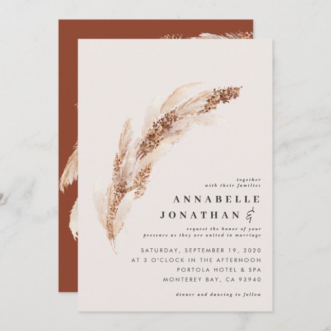 Natural boho pampas grass elegant wedding (Front/Back)