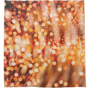 Natural bokeh and bright golden lights shower curtain