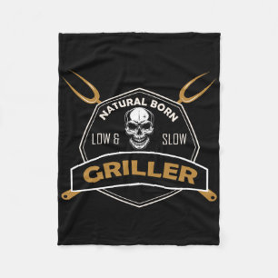 Natural Born Low And Slow Griller Bbq Funny Byrbec Fleece Blanket