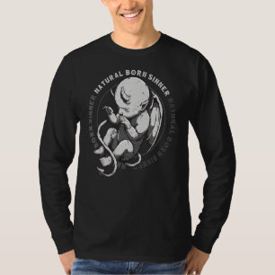 Natural Born Sinner Devil Baby Grunge Goth Emo Pun T-Shirt