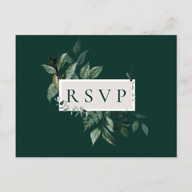 Natural Botanic Emerald Wedding RSVP Song Request Invitation Postcard (Front)