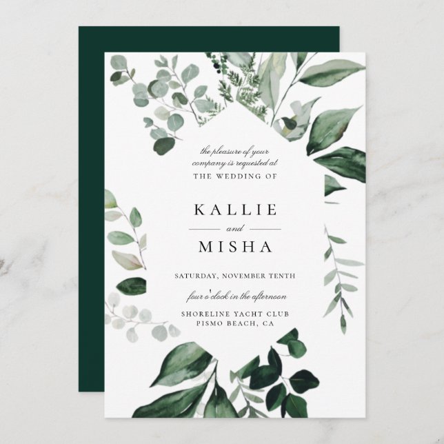 Natural Botanic Geometric Frame Wedding Invitation (Front/Back)