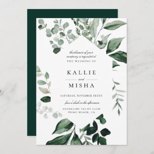 Natural Botanic Geometric Frame Wedding Invitation
