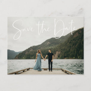 Natural Botanic Photo Script Save the Date Announcement Postcard