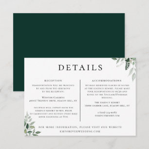 Natural Botanic Wedding Details Information Invitation