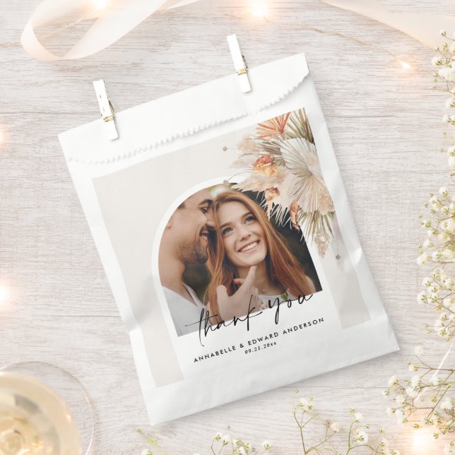 Natural botanical arch photo modern pampas favour bag (Clipped)