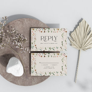 Natural botanical elegant wedding reply minimal enclosure card