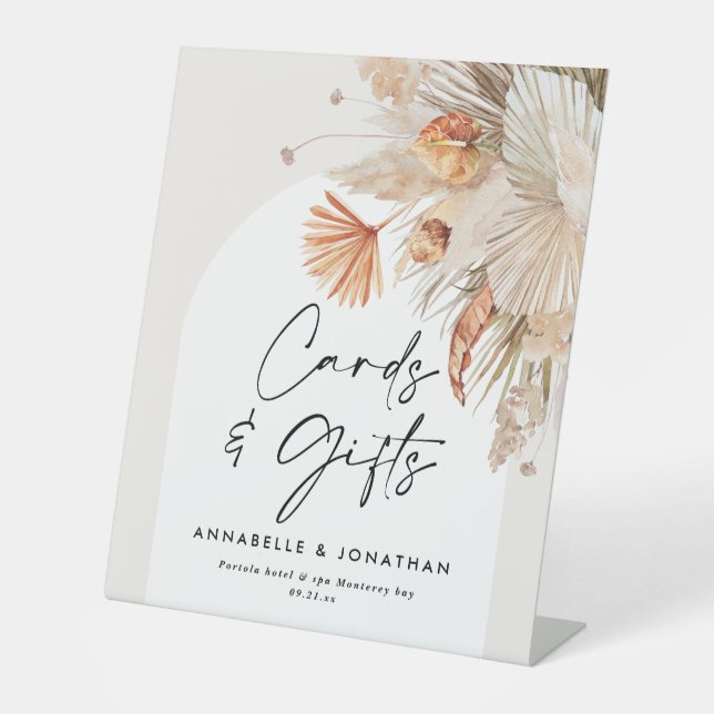 Natural botanical rustic wedding cards & gifts pedestal sign (Front)