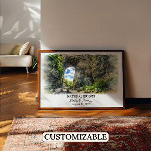 Natural Bridge Virginia Poster, Watercolor, Custom Poster