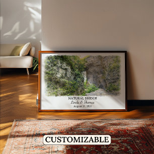 Natural Bridge Virginia Poster, Watercolor, Custom Poster