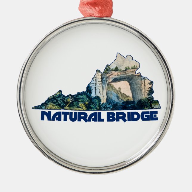 Natural Bridge Virginia State Map Metal Ornament (Front)