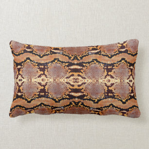 Natural Brown Boa Constrictor Exotic Snakeskin Lumbar Cushion