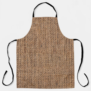 Natural Brown Burlap Canvas Coarse Grunge Backgrou Apron