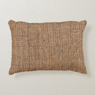 Natural Brown Burlap Canvas Coarse Grunge Backgrou Decorative Cushion