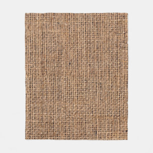 Natural Brown Burlap Canvas Coarse Grunge Backgrou Fleece Blanket