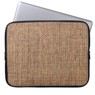Natural Brown Burlap Canvas Coarse Grunge Backgrou Laptop Sleeve