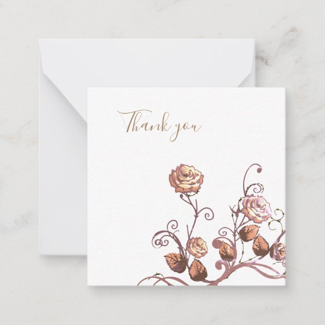 Natural Brown Gold  rose Thank you  Card (Front)