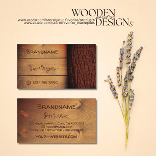 Natural Brown Rustic Wooden Boards Tree Bark Grain Business Card
