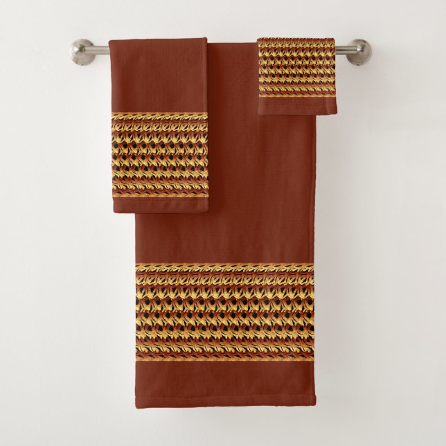 Natural Brown Weave Border Bath Towel Set (Insitu)