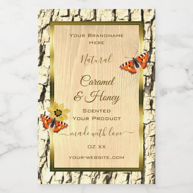 Natural Brown Wood Grain Tree Bark Product Labels (Single Label)