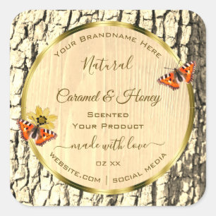 Natural Brown Wood Grain Tree Bark Product Labels