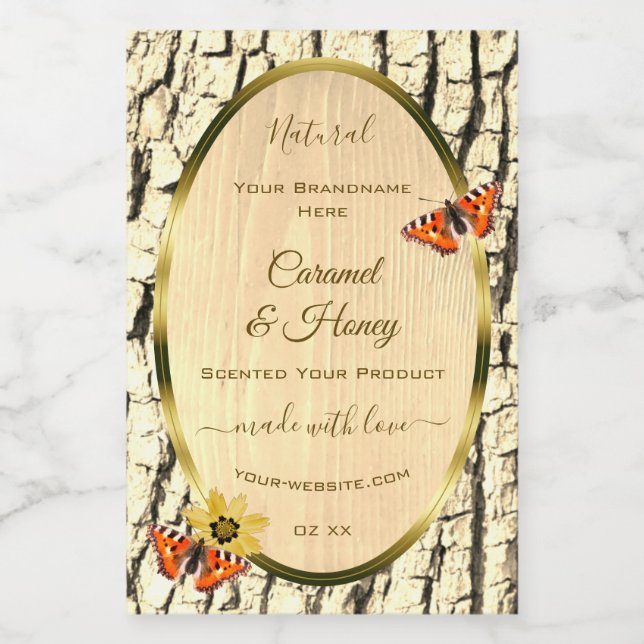 Natural Brown Wood Grain Tree Bark Product Labels (Single Label)