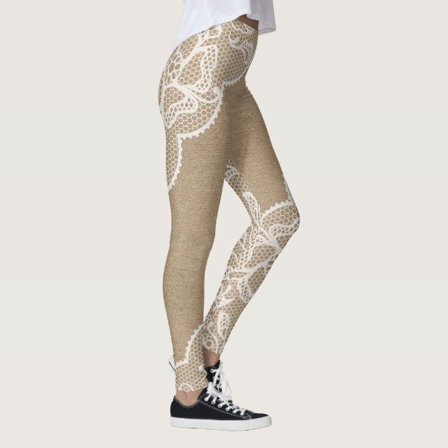 Natural Burlap and White Lace Legging (Right)