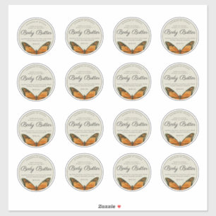 Natural Butterfly Body Butter 2.5" Product Label