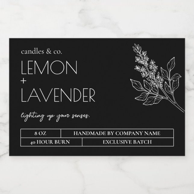 Natural Candle Black And White Product Label (Single Label)
