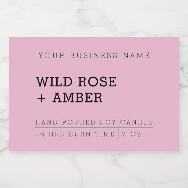 Natural Candle Pink Product Label Stickers (Single Label)