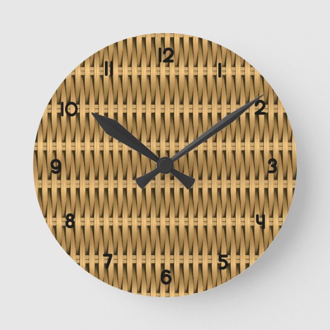 Natural cane wicker round clock (Front)