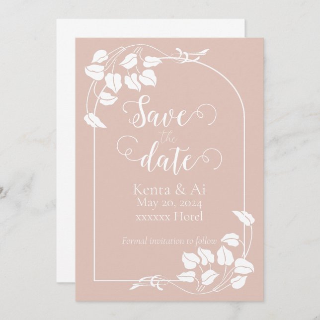 Natural Chic Wedding Save the Date Announcement (Front/Back)
