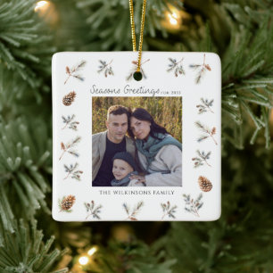 Natural christmas folage photo xmas  ceramic ornament