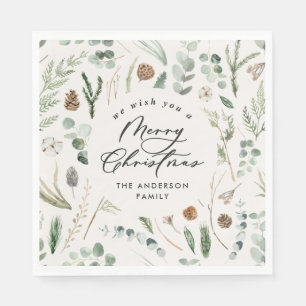 Natural Christmas minimal elegant botanical Napkin