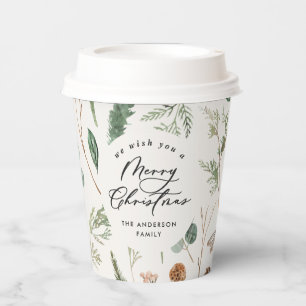 Natural Christmas minimal elegant botanical Paper Cups