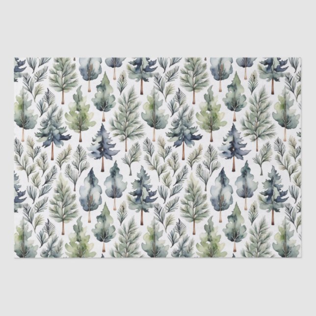 Natural Christmas tree elegant watercolour tissue  Tissue Paper (Front)