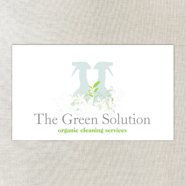 Natural Cleaning Service Spray Bottle Logo Business Card (Creator Uploaded)