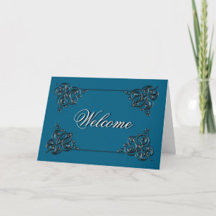 Natural Color with Metal Swirl Border Welcome Card