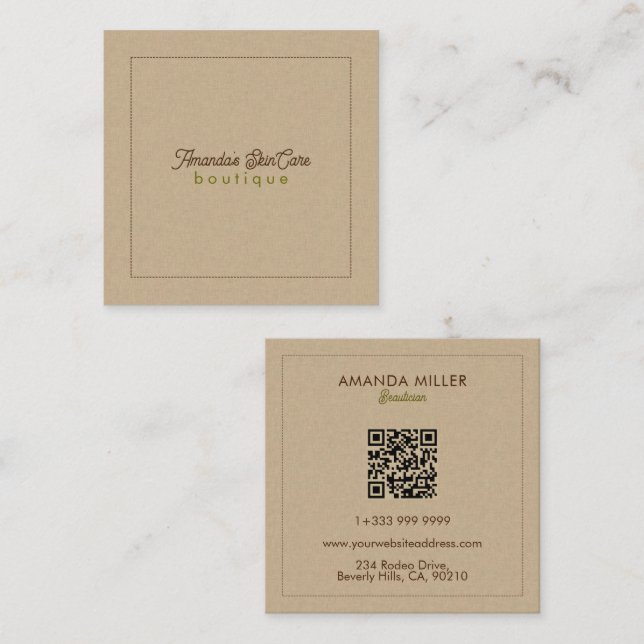 Natural Colour Classic Line Texture Square Business Card (Front/Back)
