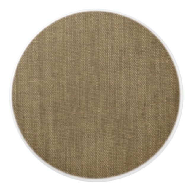Natural colour linen brown texture modern rustic ceramic knob (Front)