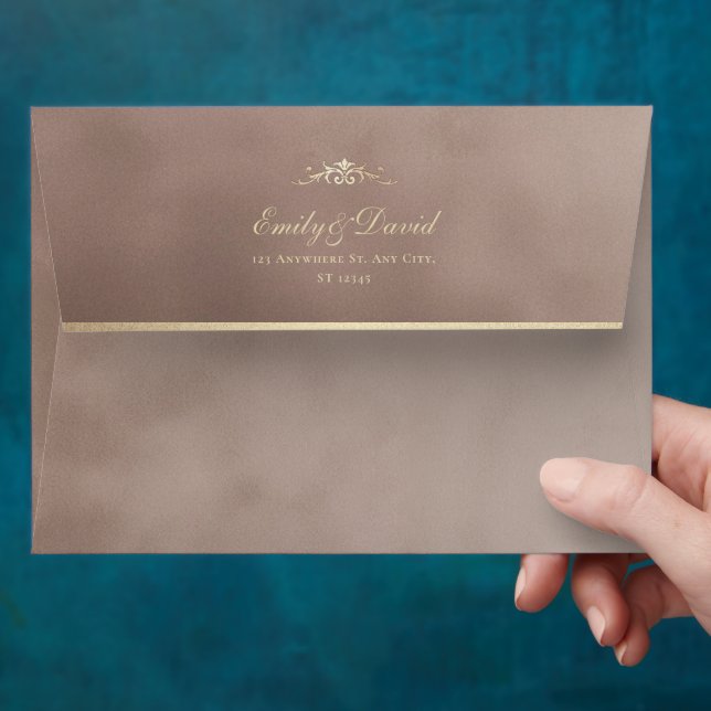 Natural Colour Velvet Texture Gold Wedding Envelop Envelope (Hand)