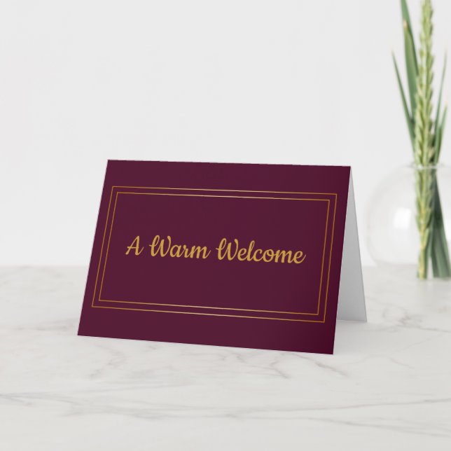 Natural Colour with Gold Rectangle Box Welcome Card (Front)