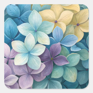 Natural colourful flowers square sticker