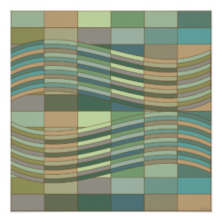 Natural Colours Wavy Rectangles Poster
